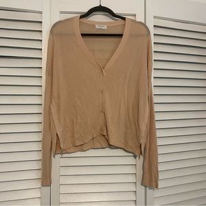 BABATON size small Light Pink Peach Ribbed Viscose Blend lightweight Cardigan